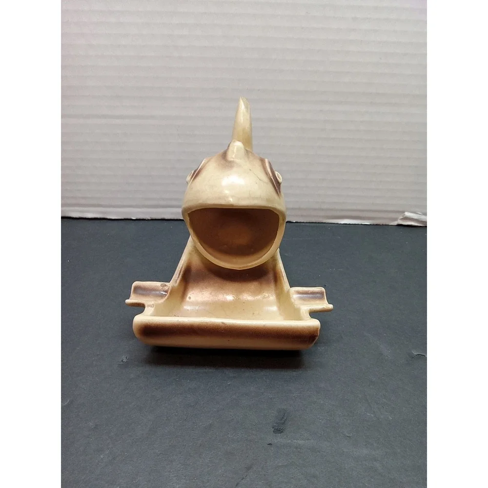 Vtg Whimsical Ceramic Fish Wide Mouth Ashtray Unique Shelf Decor Key Holder